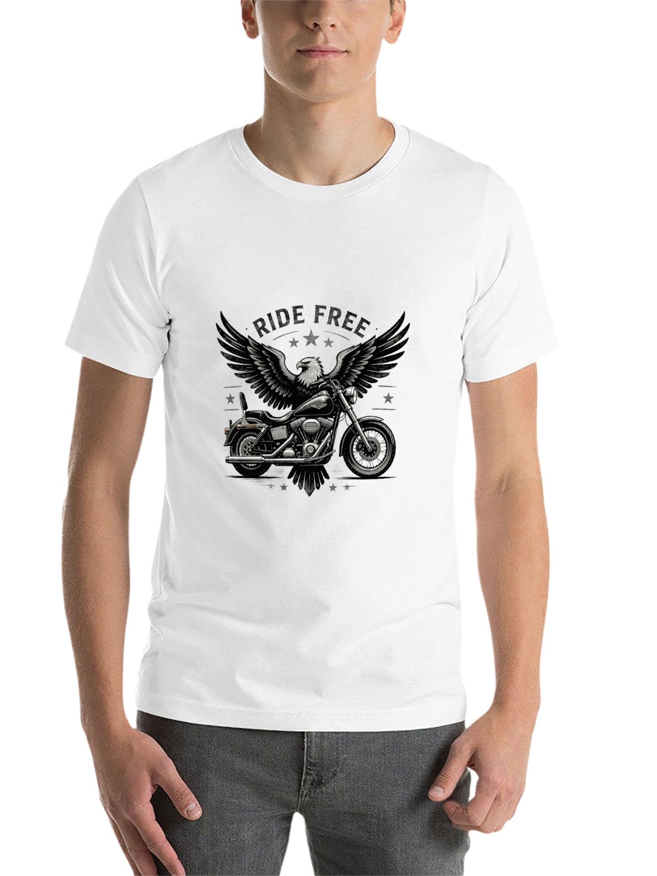 180g Pure Cotton Men's and Women's "RIDE FREE" Graphic T-Shirt, USA Casual Cotton Tee