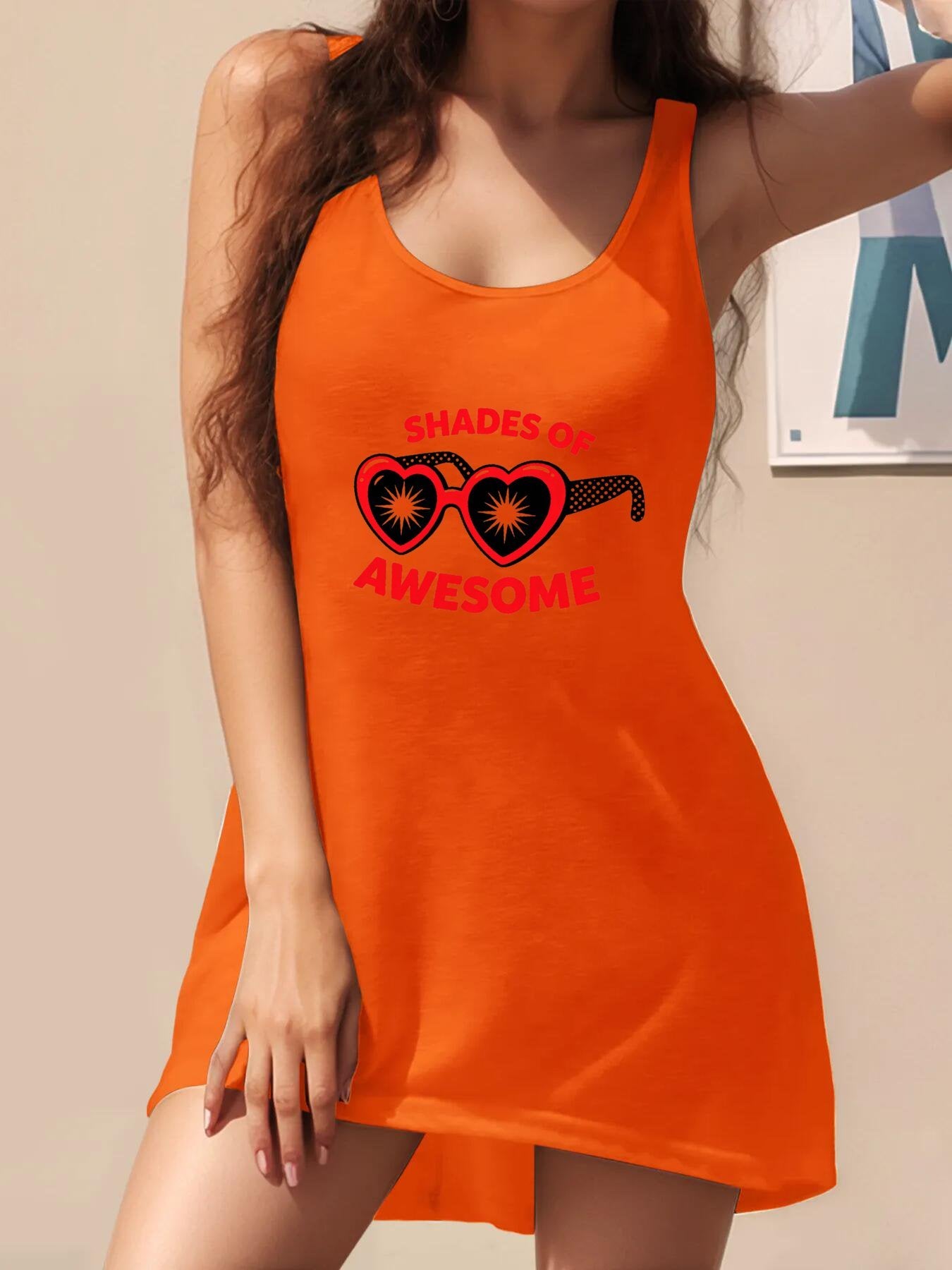 Custom Graphic Tank Dress Women Sleeveless Printed Casual Summer Dress Ladies Custom Design Daily Dress