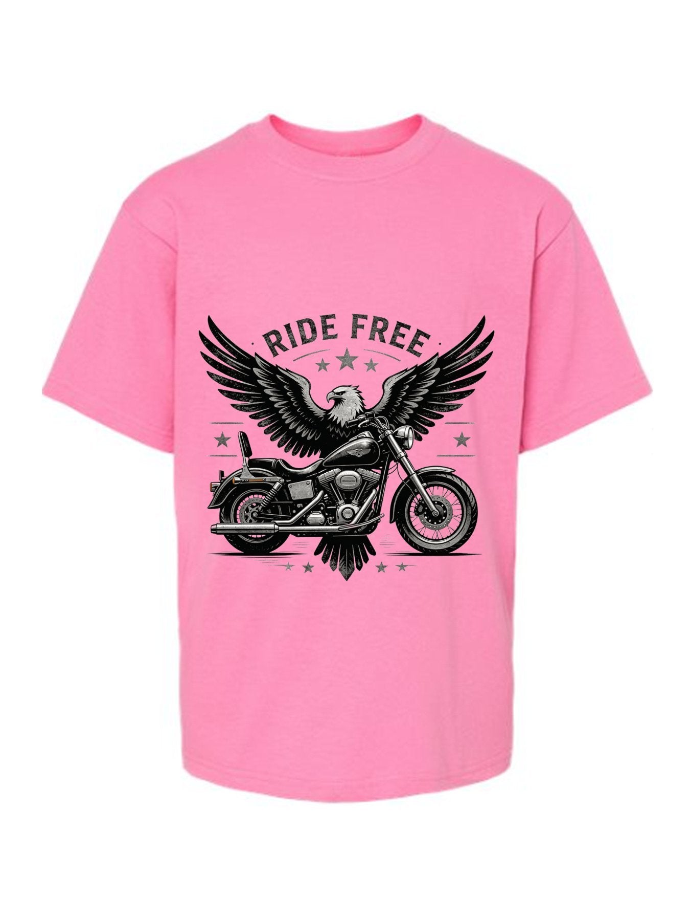 180g Pure Cotton Teenagers "Ride Free" Graphic Casual Cotton Tee for Boys Girls
