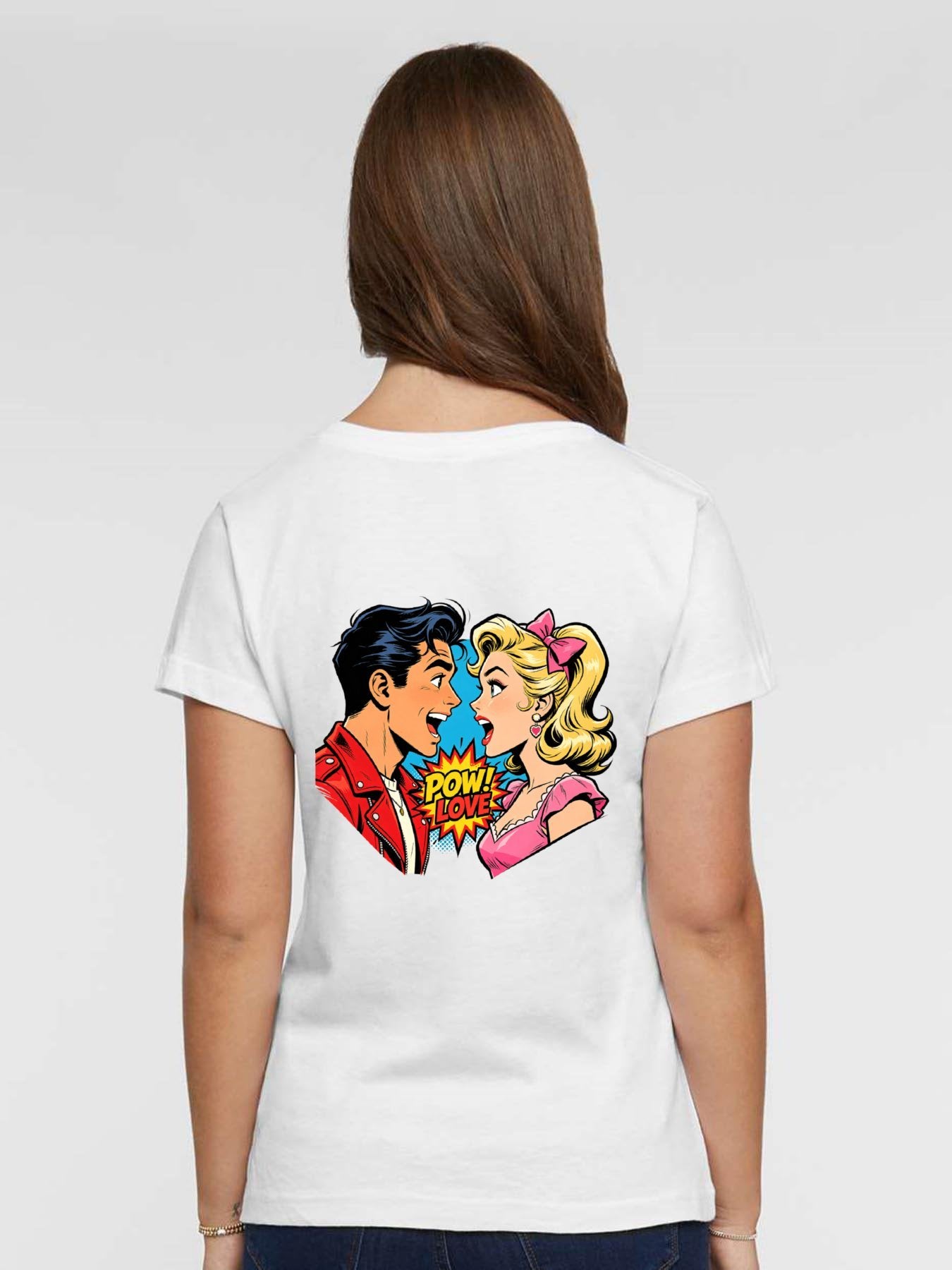 Pure Cotton V-neck Women's Lovers Graphic T-Shirt, USA Casual Cotton Tee