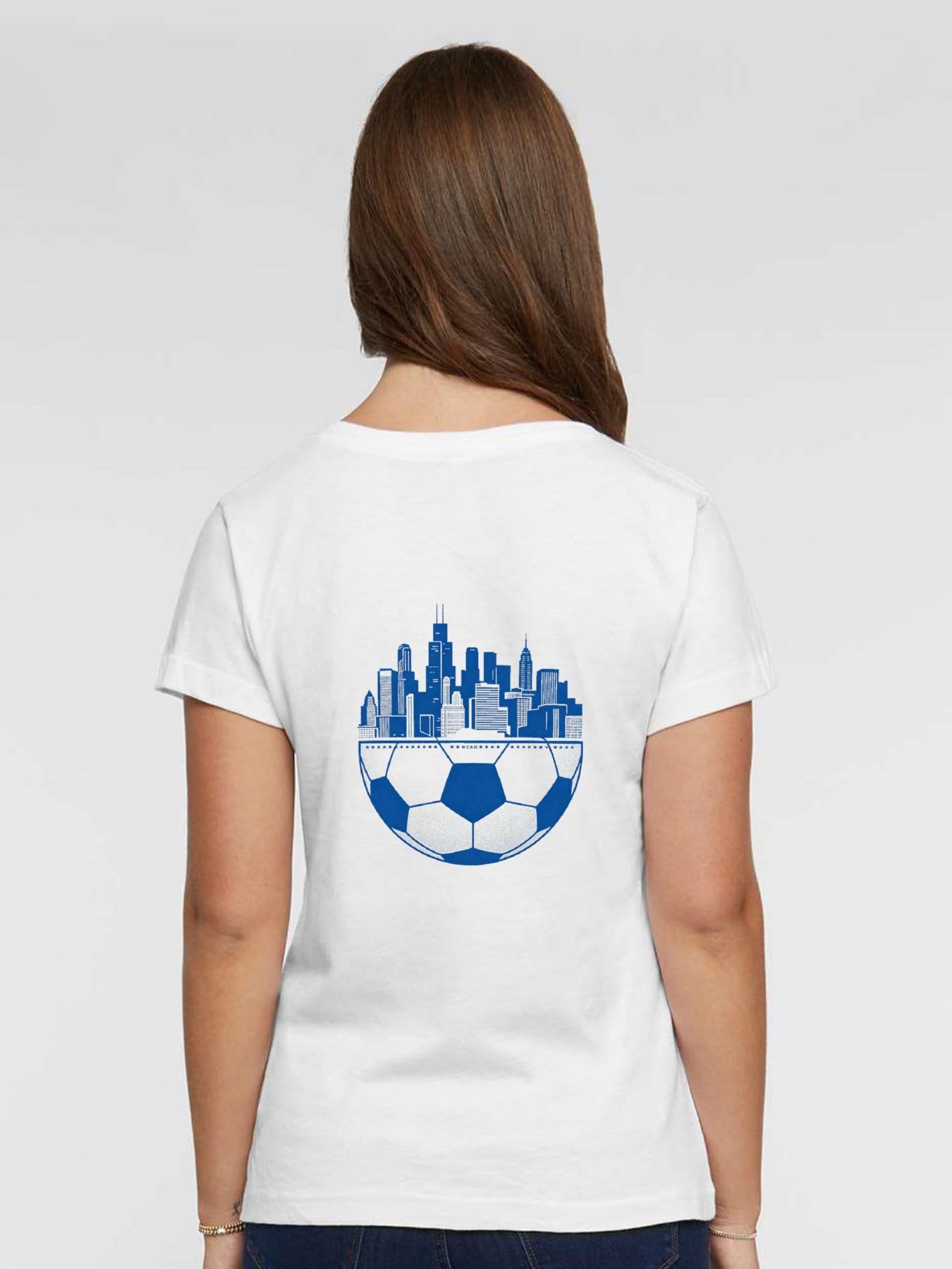 Pure Cotton V-neck Women's World Cup City Graphic T-Shirt, USA Casual Cotton Tee