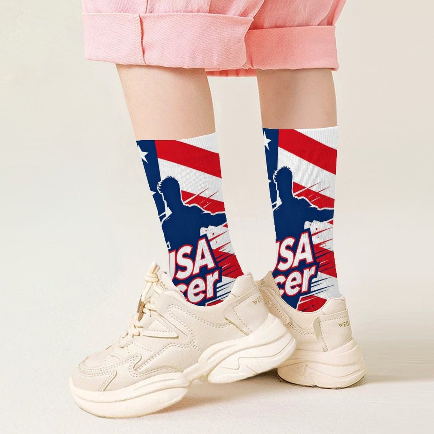 Boys & Girls Full Graphic Printed Socks ,World Cup 2026 USA Graphic, Stretchy Casual Socks for Children