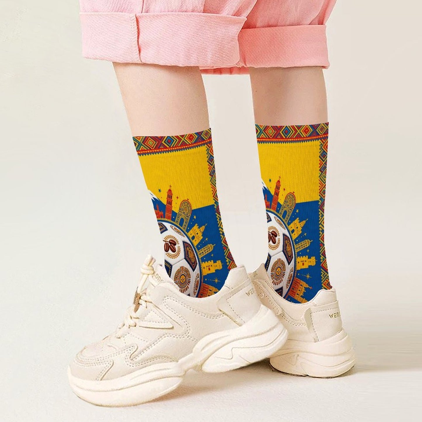 Boys & Girls Full Graphic Printed Socks ,World Cup 2026 Colombia Graphic, Stretchy Casual Socks for Children