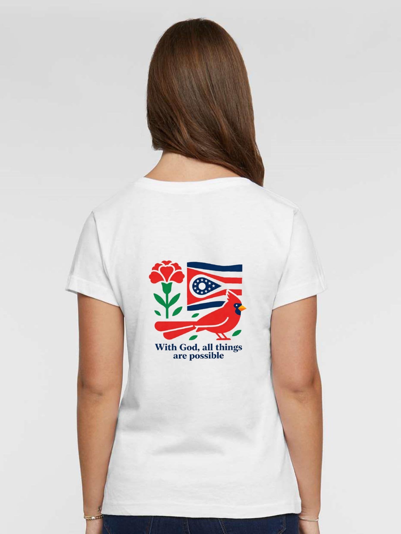 Pure Cotton V-neck Women's USA250th. State Pride Graphic T-Shirt, USA Casual Cotton Tee