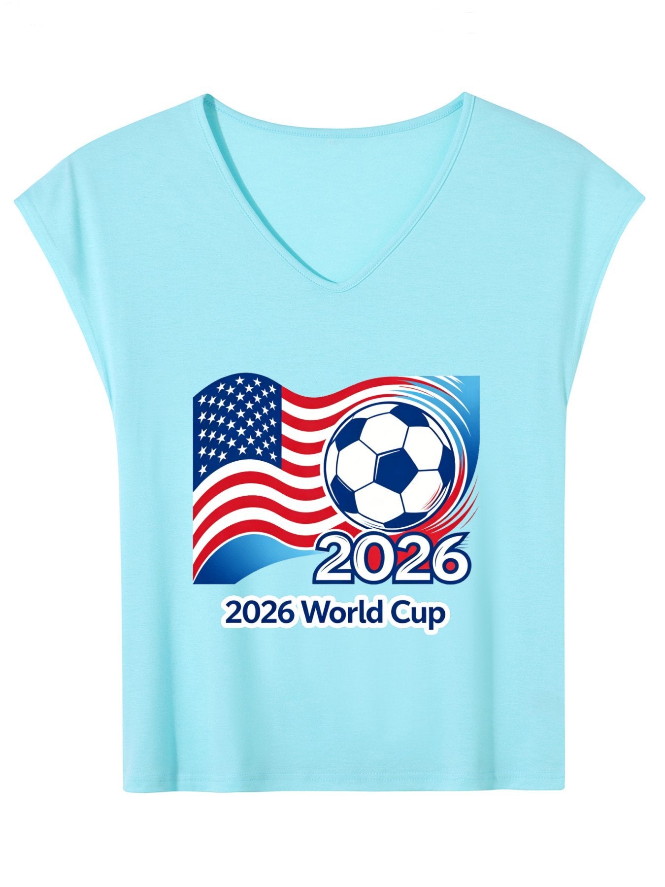 V-neck Sleeveless T-Shirt, Women's World Cup 2026 USA Soccer Graphic T-Shirt, USA Casual Cotton Tee