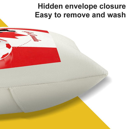 100% Polyester Pillowcase , World Cup Canada Graphic Pillowcase with Unique Design, Perfect for Bedroom, Dorm and a Nice Gift