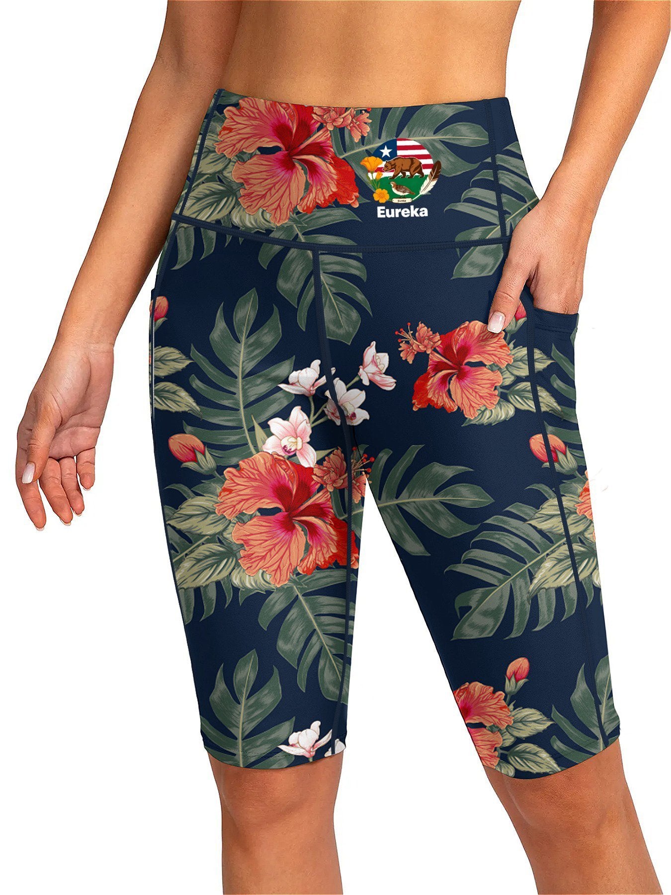 Women's Mid Thigh Swim Shorts, Stretchy Comfy Swimwear for Pool Party