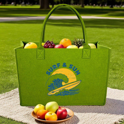 15.7"x11.8"x5.9" Eco-Friendly Felt Reusable Bag, Custom Logo & Pattern Printed Tote Bag, Multi-purpose Grocery & Travel Bag
