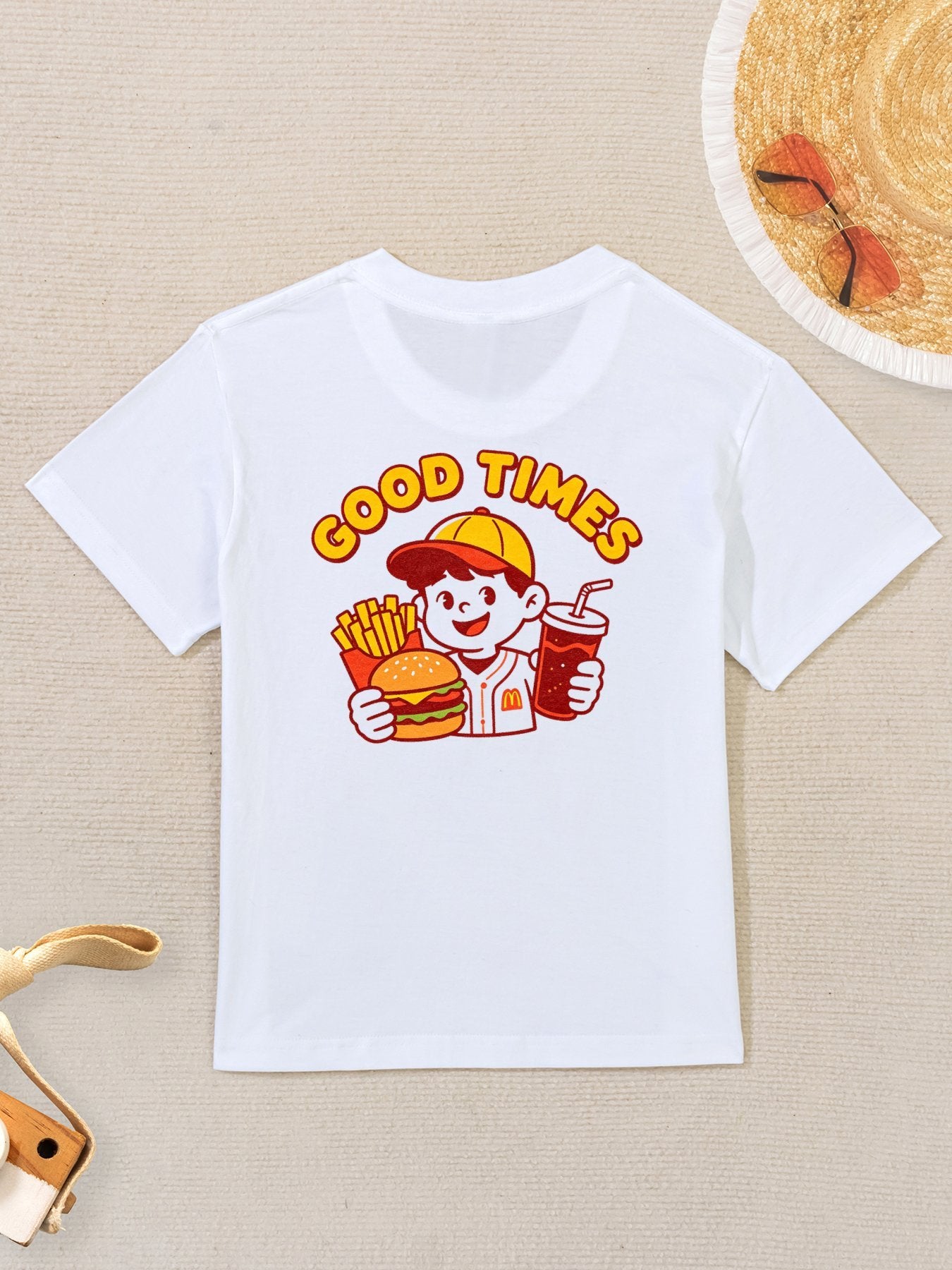 180g Pure Cotton Kid's "Good Times" Graphic T-Shirt, Casual Cotton Tee for Daily Wear