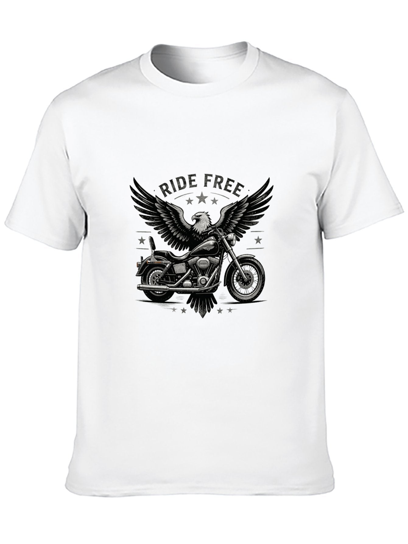 180g Pure Cotton Men's and Women's  "RIDE FREE" Graphic T-Shirt, USA Casual Cotton Tee