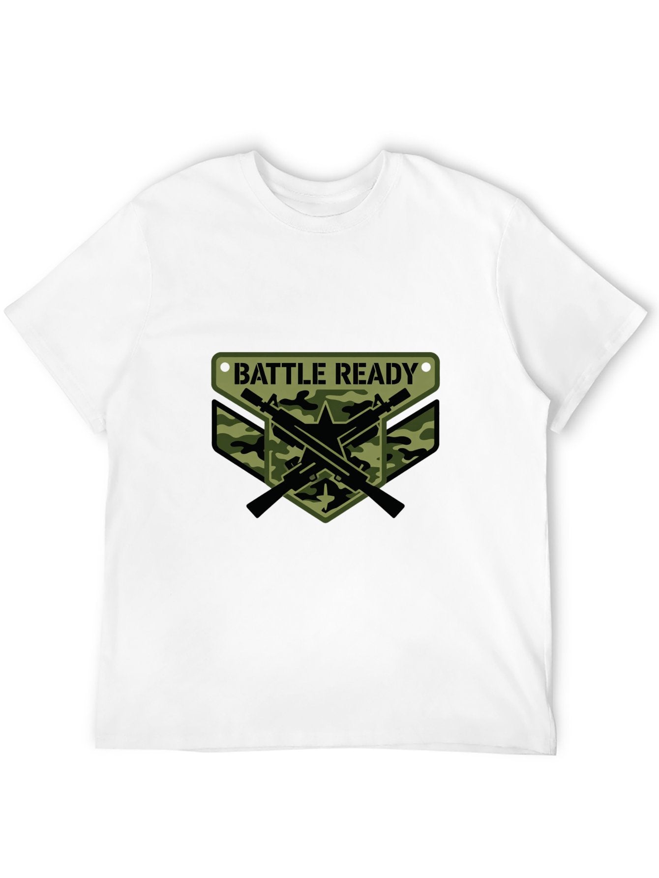 180g Pure Cotton Men's and Women's  Patrotic  "Battle Ready" Graphic T-Shirt, USA Casual Cotton Tee