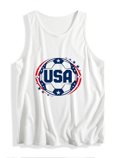 Women's Soccer Fan Graphic Sleeveless T-shirt, Casual Cotton Daily Wear Tank Top