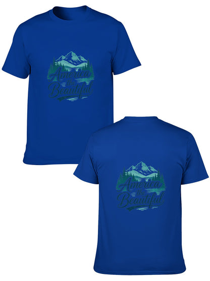 180g Pure Cotton Men's and Women's USA 250th. "America the Beautiful" Graphic T-Shirt, USA Casual Cotton Tee