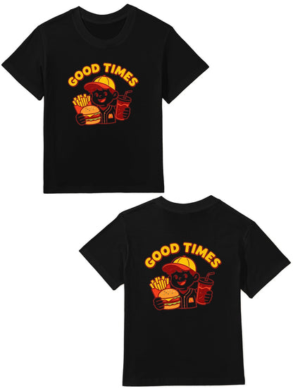 180g Pure Cotton Kid's "Good Times" Graphic T-Shirt, Casual Cotton Tee for Daily Wear