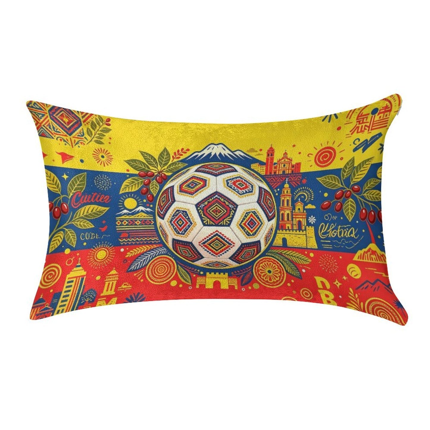 12"x20" Golden Velvet Pillowcase , World Cup Graphic Pillowcase with Unique design, Perfect for Bedroom, Dorm and a Nice Gift