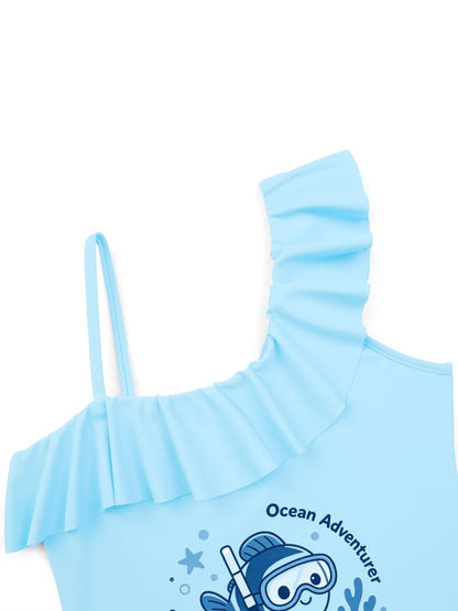 Printed Ruffled One Piece Swimsuit, Cute Summer Bathing Suit for Girls Beach Pool Party