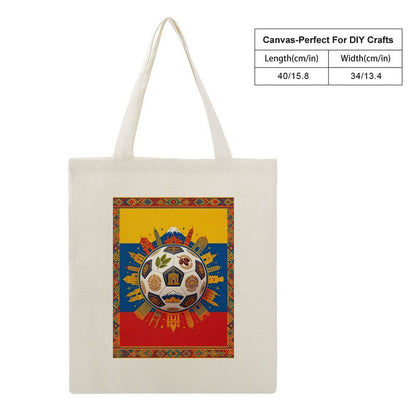 34x40cm World Cup Colombia Canvas Tote Bag, Practical Daily Use Carry Bag,Fashion Eco-Friendly Tote for Outdoor