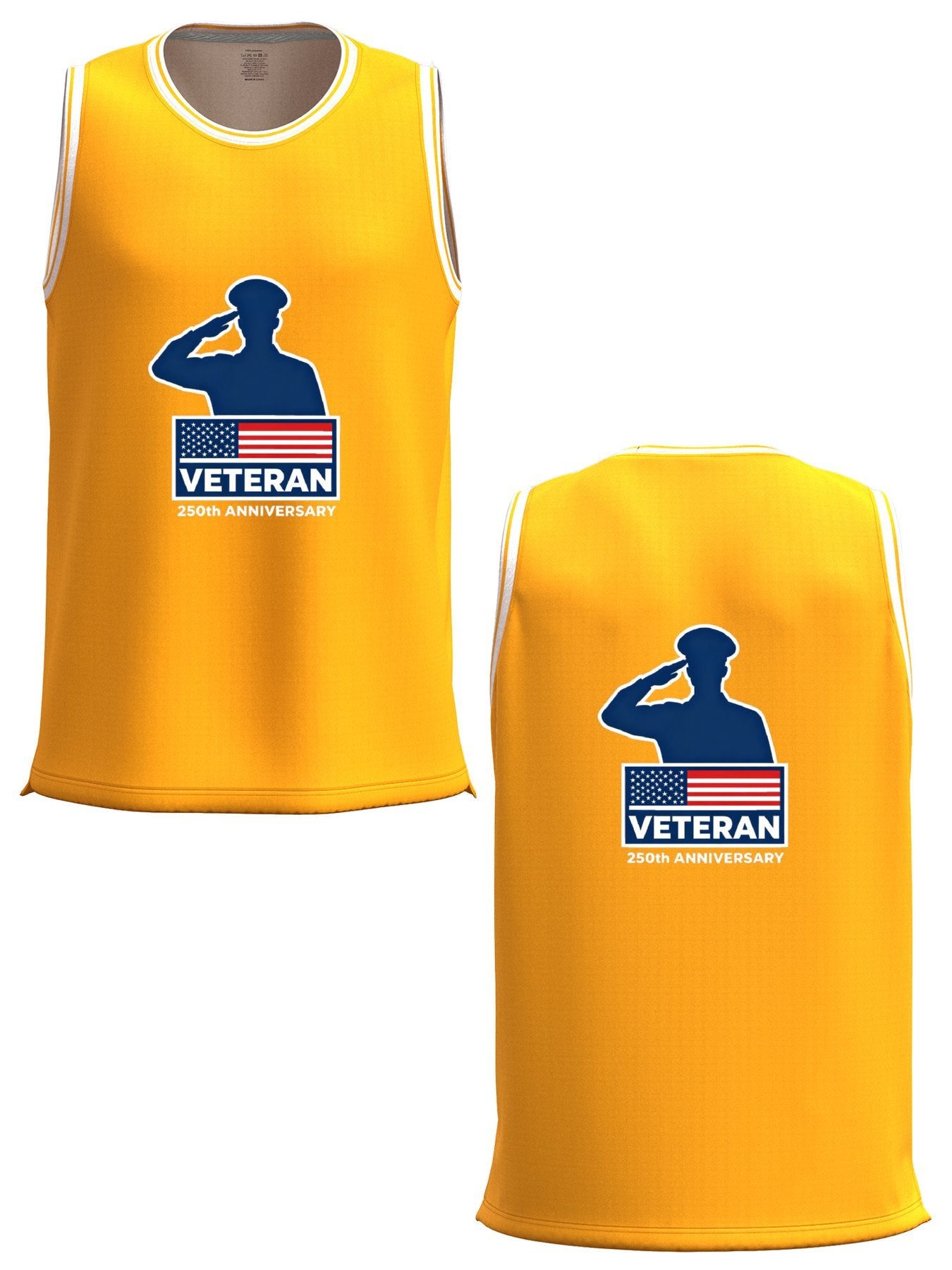 Custom Adult Basketball Jersey Personalized Print Basketball Top, USA 250th. Veteran Graphic