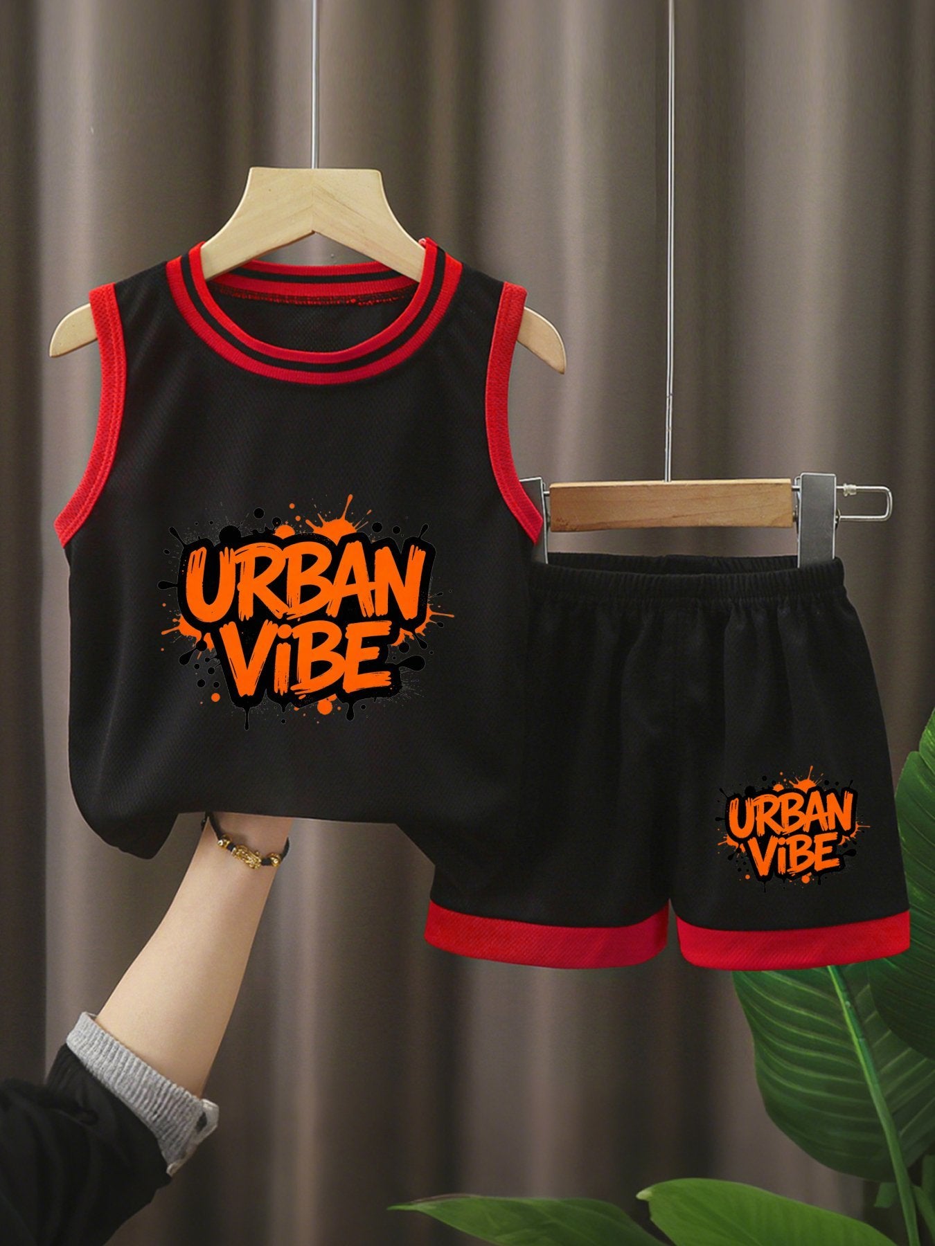 Kids Basketball Training Set, Youth Printed Basketball Suit Set for Daily Play