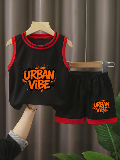 Kids Basketball Training Set, Youth Printed Basketball Suit Set for Daily Play