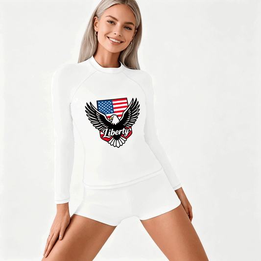Printed Surf Wear Set, USA 250th. Graphic Customize Comfort Stretchy Bathing Suit for Ladies Outdoor Water Sports