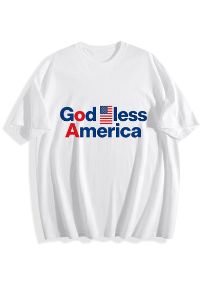 180g Pure Cotton Women's USA250  "God Bless America" Graphic T-Shirt, Seattle Sports Fan Casual Top