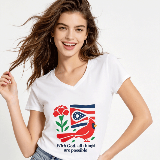Pure Cotton V-neck Women's USA250th. State Pride Graphic T-Shirt, USA Casual Cotton Tee