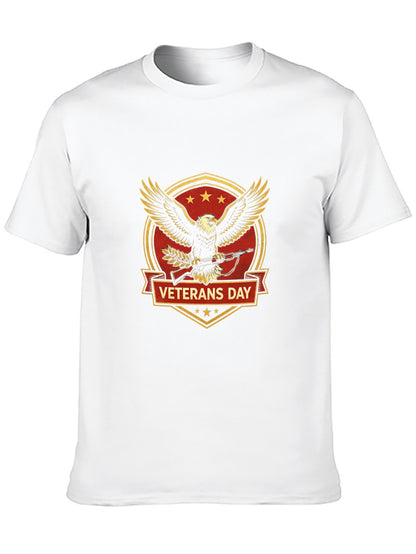 180g Pure Cotton Men's and Women's Patriotic "Veterans Day" Graphic T-Shirt, USA Casual Cotton Tee