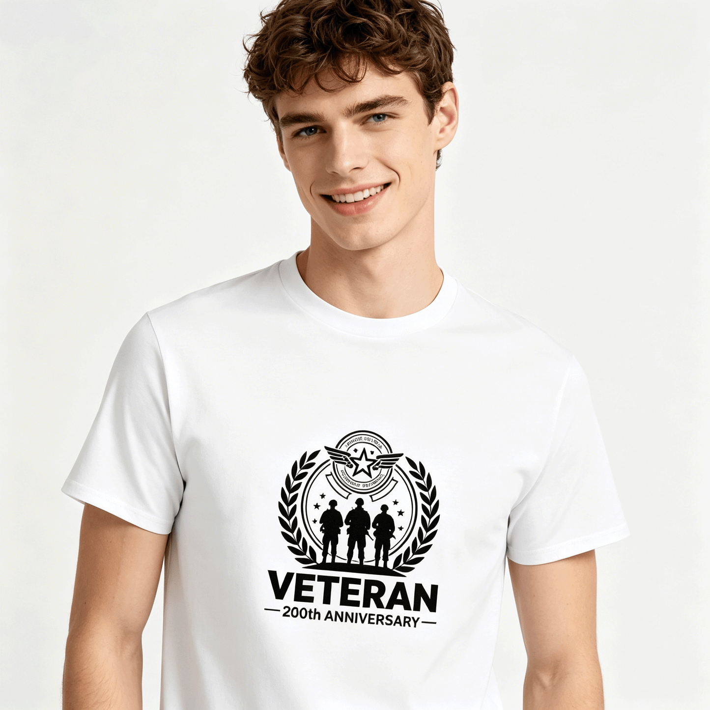 180g Pure Cotton Men's and Women's Patriotic "Veteran" Graphic Casual Cotton Tee for Daily Wear