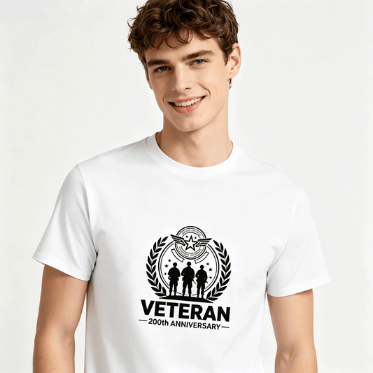 180g Pure Cotton Men's and Women's Patriotic "Veteran" Graphic Casual Cotton Tee for Daily Wear