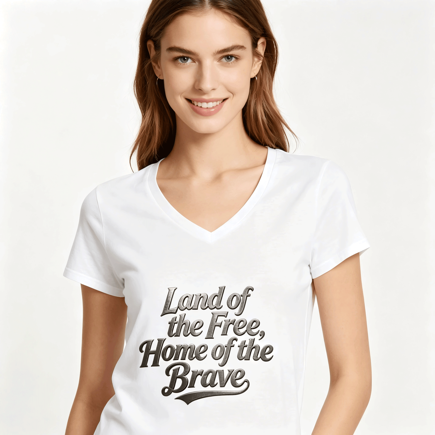 120g Pure Cotton V-neck Women's USA 250th.  Graphic T-Shirt,  Casual Cotton Tee for Daily Wear