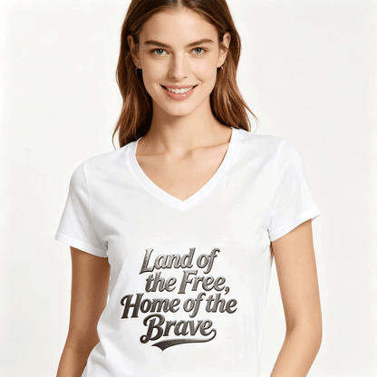 120g Pure Cotton V-neck Women's USA 250th.  Graphic T-Shirt,  Casual Cotton Tee for Daily Wear