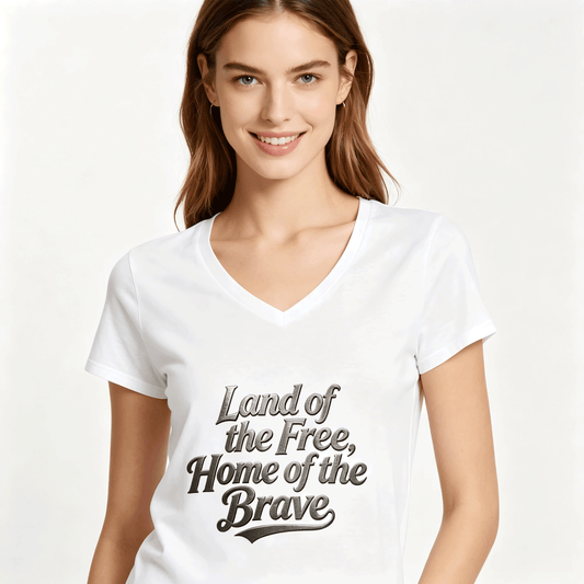 120g Pure Cotton V-neck Women's USA 250th.  Graphic T-Shirt,  Casual Cotton Tee for Daily Wear