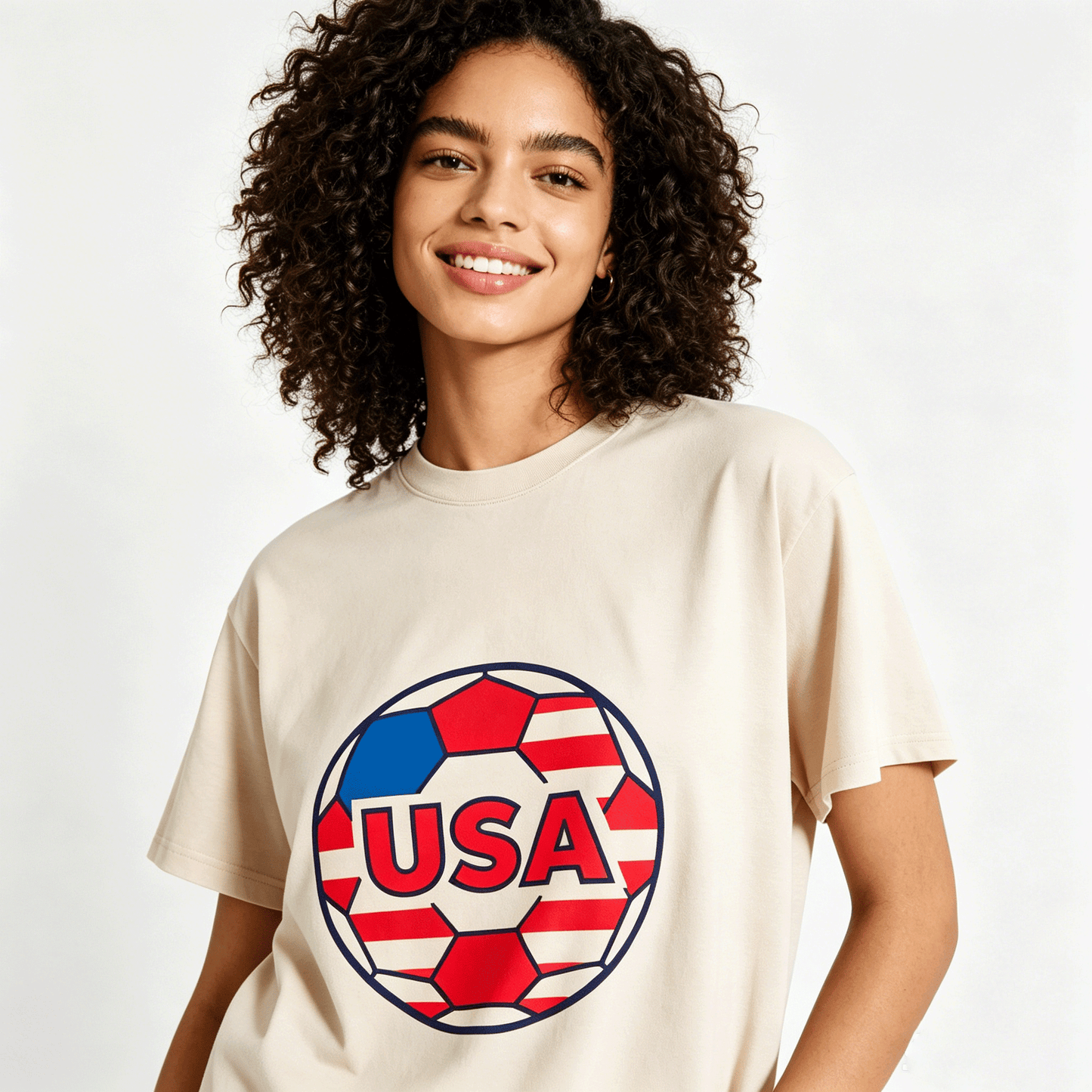 230g Pure Cotton Double-sided Print Adult's World Cup USA Graphic Washed T-Shirt, Casual Cotton Tee for Daily Wear