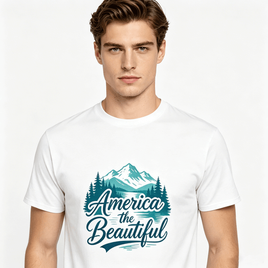 180g Pure Cotton Men's and Women's USA 250th. "America the Beautiful" Graphic T-Shirt, USA Casual Cotton Tee