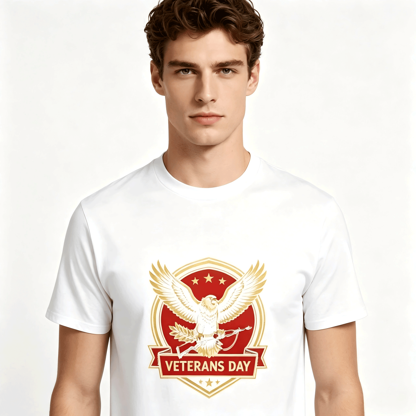 180g Pure Cotton Men's and Women's Patriotic "Veterans Day" Graphic T-Shirt, USA Casual Cotton Tee