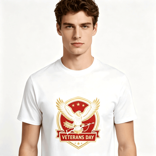 180g Pure Cotton Men's and Women's Patriotic "Veterans Day" Graphic T-Shirt, USA Casual Cotton Tee