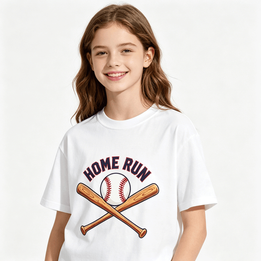 180g Pure Cotton Women's  "Home Run" Graphic T-Shirt, USA Casual Cotton Tee