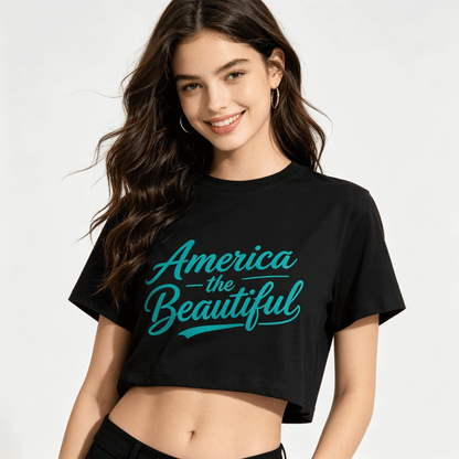 180g Pure Cotton Women's USA 250th. "America the Beautiful" Graphic T-Shirt,  Casual Cotton Tee for Daily Wear