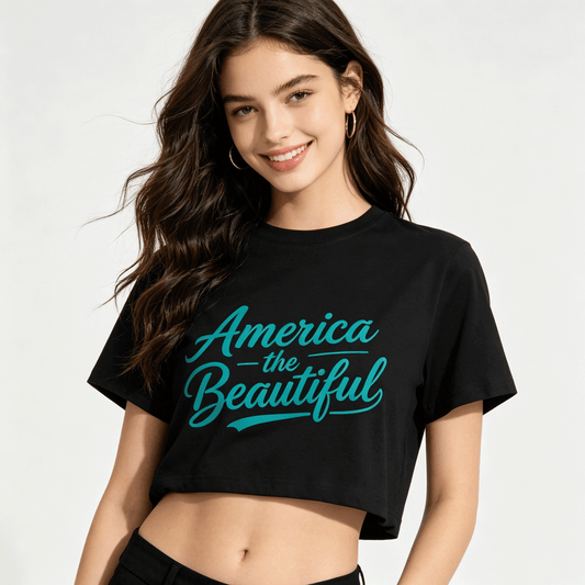 180g Pure Cotton Women's USA 250th. "America the Beautiful" Graphic T-Shirt,  Casual Cotton Tee for Daily Wear