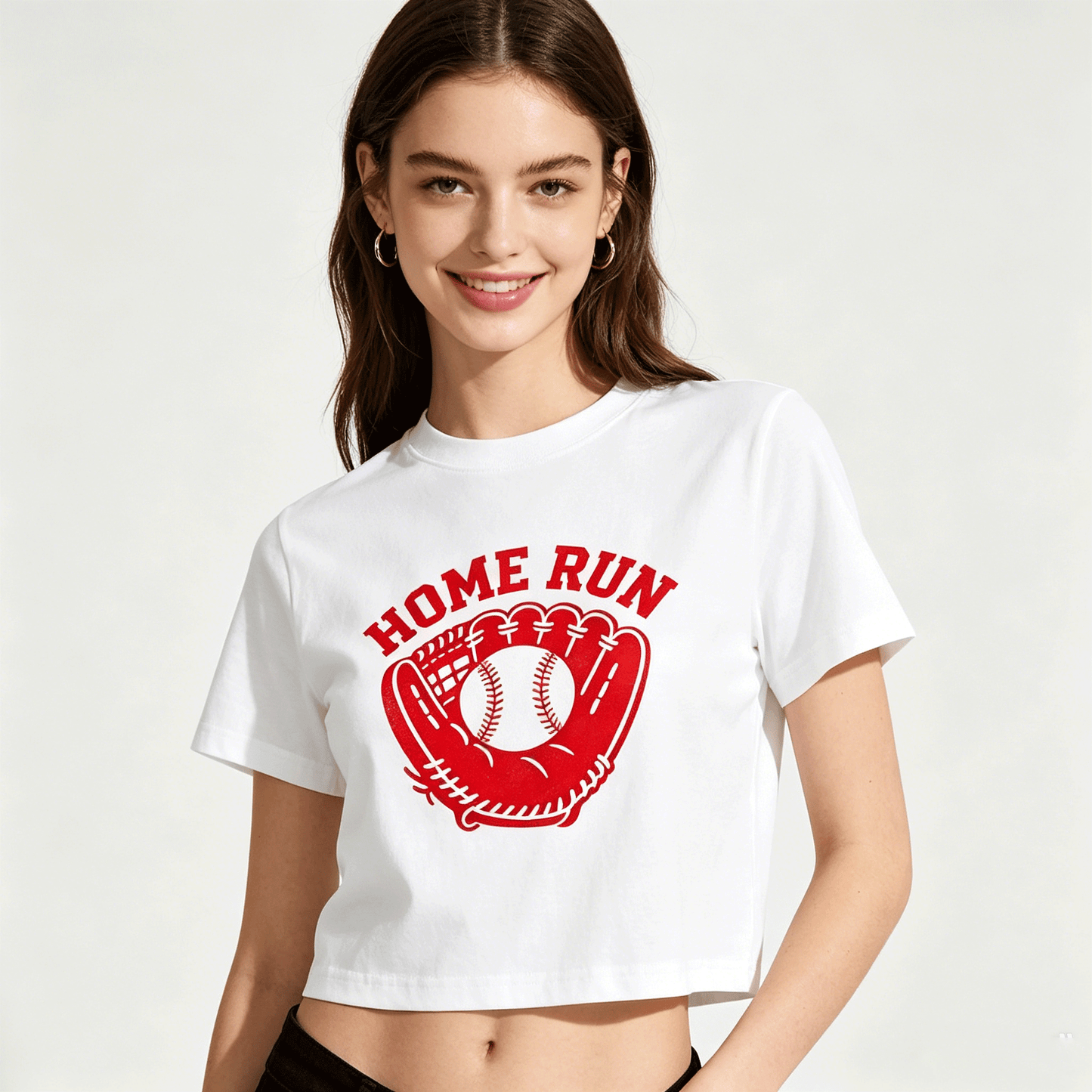 180g Pure Cotton Women's "Home Run" T-Shirt,  Casual Cotton Tee for Daily Wear