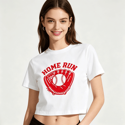180g Pure Cotton Women's "Home Run" T-Shirt,  Casual Cotton Tee for Daily Wear
