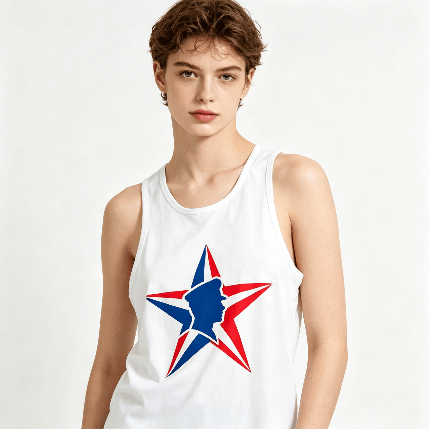 180g 100% Cotton Men's Patriotic Star Graphic T-Shirt, USA Casual Cotton Tee