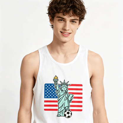 180g Pure Cotton Men's USA Soccer Graphic T-Shirt, USA Casual Cotton Tee