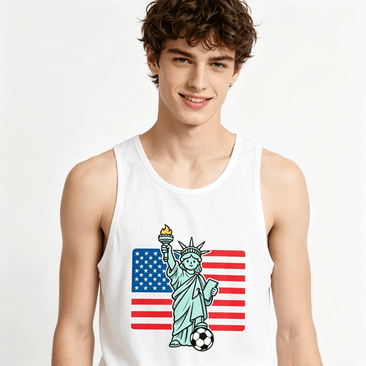 180g Pure Cotton Men's USA Soccer Graphic T-Shirt, USA Casual Cotton Tee