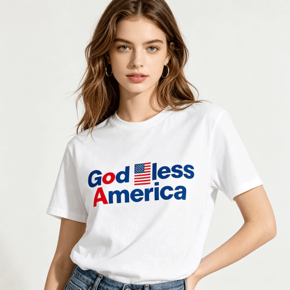 180g Pure Cotton Women's USA250  "God Bless America" Graphic T-Shirt, Seattle Sports Fan Casual Top
