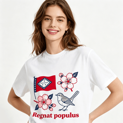 180g Pure Cotton Women's USA250 State Pride "Regnat Populus" GraphicT-Shirt, Seattle Sports Fan Casual Top