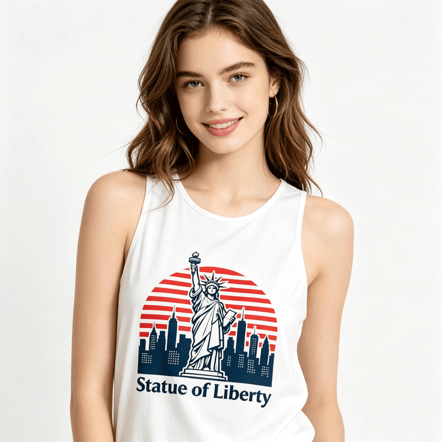 Women's USA 250th. "State of Liberty" Sleeveless T-shirt, Casual Cotton Daily Wear Tank Top