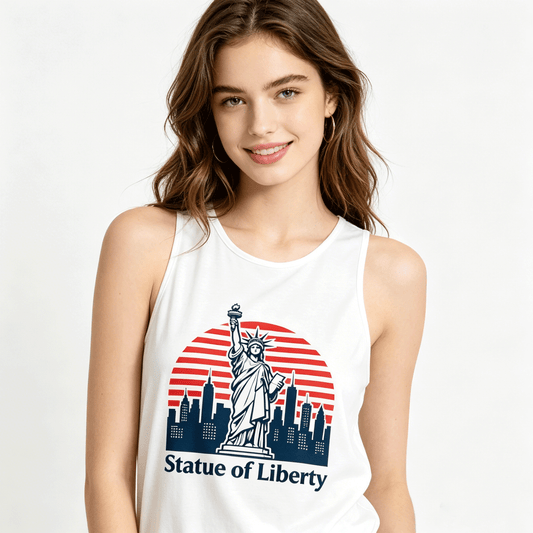 Women's USA 250th. "State of Liberty" Sleeveless T-shirt, Casual Cotton Daily Wear Tank Top