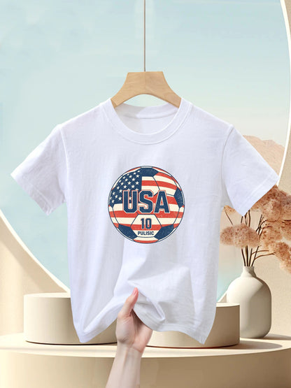 Kids Cute Graphic Cotton T-Shirt, Boys Girls Casual Short Sleeve Tee